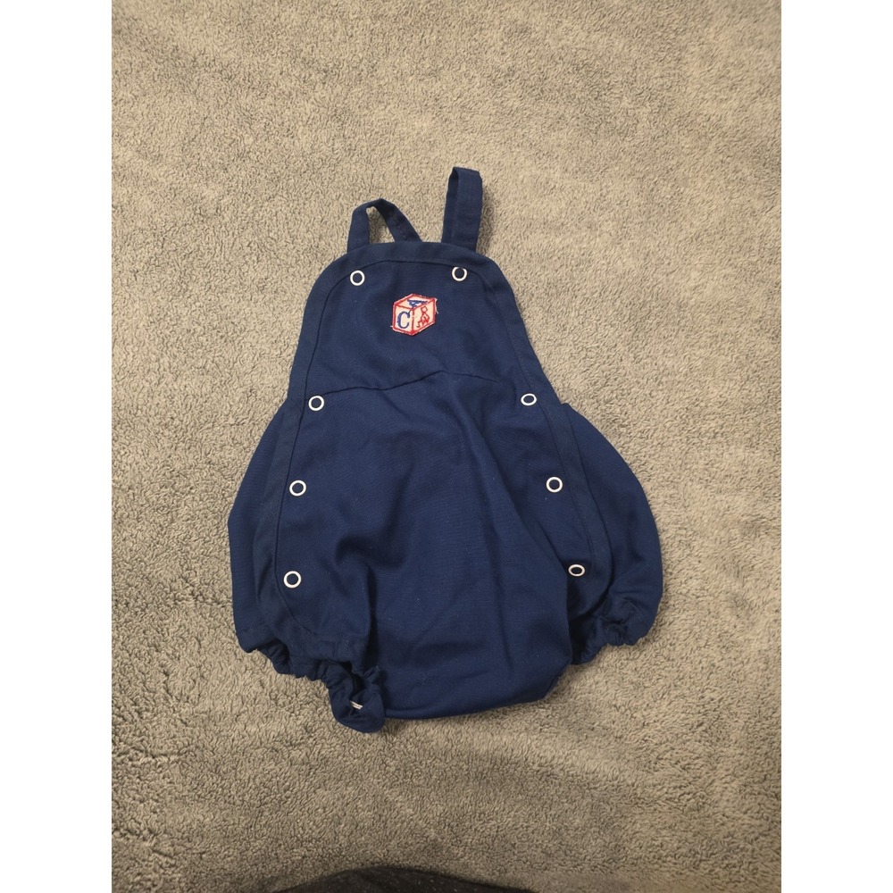 Vintage Navy Blue‎ Baby Boy Overalls Snaps 3-6 Months